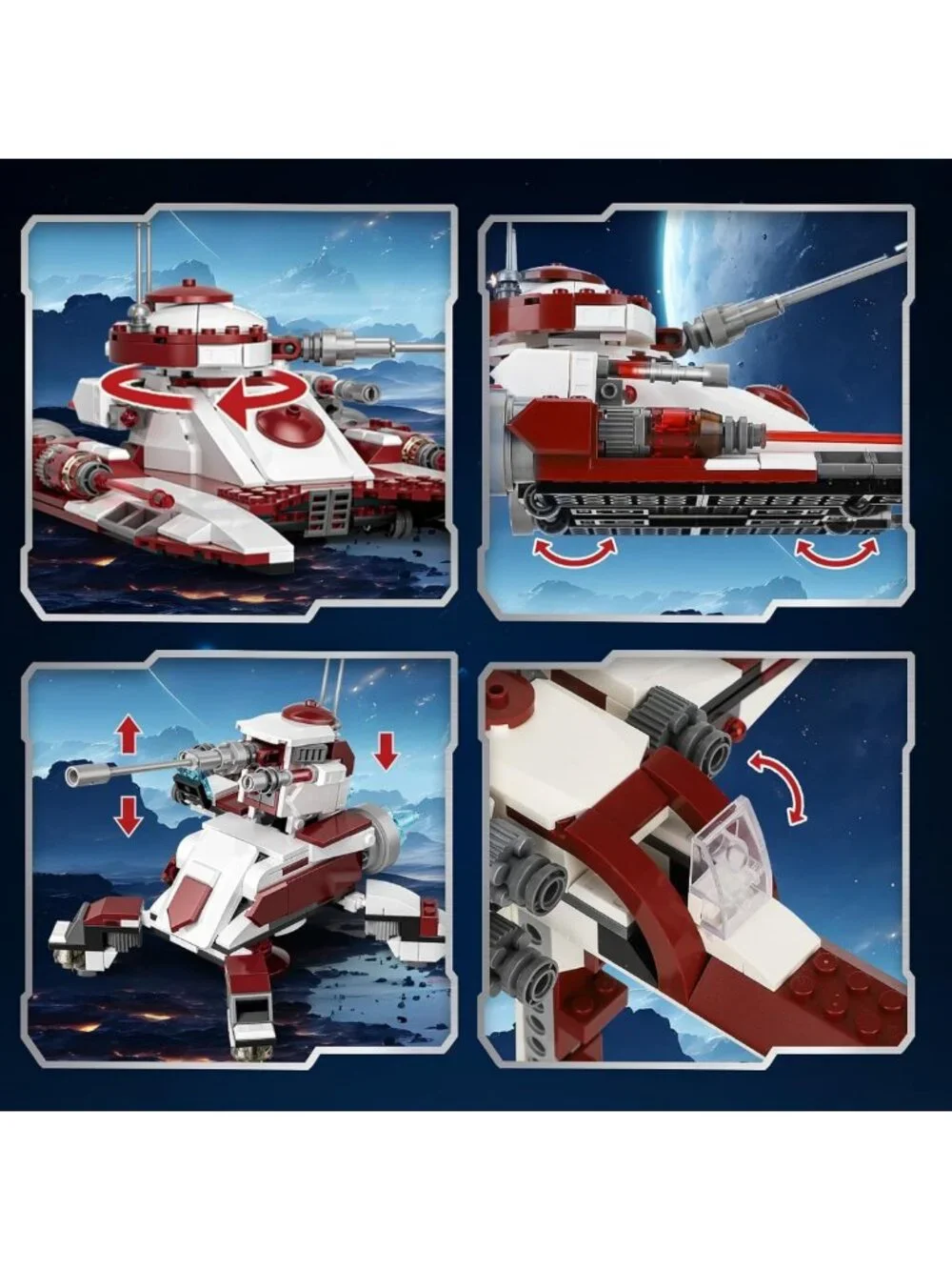 3-in-1 Space Vehicle Building Set - Fighter, Battle Tank & Cannon Toy for Kids